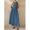 image:imagePRETTYGARDEN Maxi Dresses for Women 2026 Summer Casual Sleeveless Patchwork Flowy Vacation Sundress Knit Long Work Tank DressGrey Blue