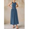 image:imagePRETTYGARDEN Maxi Dresses for Women 2026 Summer Casual Sleeveless Patchwork Flowy Vacation Sundress Knit Long Work Tank DressGrey Blue