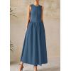 image:imagePRETTYGARDEN Maxi Dresses for Women 2026 Summer Casual Sleeveless Patchwork Flowy Vacation Sundress Knit Long Work Tank DressGrey Blue