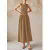 image:imagePRETTYGARDEN Maxi Dresses for Women 2026 Summer Casual Sleeveless Patchwork Flowy Vacation Sundress Knit Long Work Tank DressKhaki