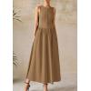 image:imagePRETTYGARDEN Maxi Dresses for Women 2026 Summer Casual Sleeveless Patchwork Flowy Vacation Sundress Knit Long Work Tank DressKhaki