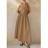 image:imagePRETTYGARDEN Maxi Dresses for Women 2026 Summer Casual Sleeveless Patchwork Flowy Vacation Sundress Knit Long Work Tank DressKhaki