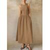 image:imagePRETTYGARDEN Maxi Dresses for Women 2026 Summer Casual Sleeveless Patchwork Flowy Vacation Sundress Knit Long Work Tank DressKhaki