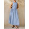 image:imagePRETTYGARDEN Maxi Dresses for Women 2026 Summer Casual Sleeveless Patchwork Flowy Vacation Sundress Knit Long Work Tank DressLight Blue