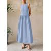 image:imagePRETTYGARDEN Maxi Dresses for Women 2026 Summer Casual Sleeveless Patchwork Flowy Vacation Sundress Knit Long Work Tank DressLight Blue
