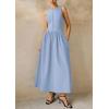 image:imagePRETTYGARDEN Maxi Dresses for Women 2026 Summer Casual Sleeveless Patchwork Flowy Vacation Sundress Knit Long Work Tank DressLight Blue