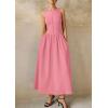 image:imagePRETTYGARDEN Maxi Dresses for Women 2026 Summer Casual Sleeveless Patchwork Flowy Vacation Sundress Knit Long Work Tank DressPink