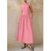 image:imagePRETTYGARDEN Maxi Dresses for Women 2026 Summer Casual Sleeveless Patchwork Flowy Vacation Sundress Knit Long Work Tank DressPink