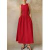image:imagePRETTYGARDEN Maxi Dresses for Women 2026 Summer Casual Sleeveless Patchwork Flowy Vacation Sundress Knit Long Work Tank DressRed