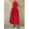 image:imagePRETTYGARDEN Maxi Dresses for Women 2026 Summer Casual Sleeveless Patchwork Flowy Vacation Sundress Knit Long Work Tank DressRed