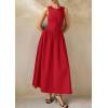 image:imagePRETTYGARDEN Maxi Dresses for Women 2026 Summer Casual Sleeveless Patchwork Flowy Vacation Sundress Knit Long Work Tank DressRed