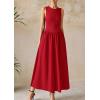 image:imagePRETTYGARDEN Maxi Dresses for Women 2026 Summer Casual Sleeveless Patchwork Flowy Vacation Sundress Knit Long Work Tank DressRed
