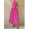image:imagePRETTYGARDEN Maxi Dresses for Women 2026 Summer Casual Sleeveless Patchwork Flowy Vacation Sundress Knit Long Work Tank DressRose Red