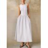 image:imagePRETTYGARDEN Maxi Dresses for Women 2026 Summer Casual Sleeveless Patchwork Flowy Vacation Sundress Knit Long Work Tank DressWhite