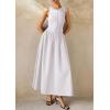 image:imagePRETTYGARDEN Maxi Dresses for Women 2026 Summer Casual Sleeveless Patchwork Flowy Vacation Sundress Knit Long Work Tank DressWhite