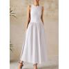 image:imagePRETTYGARDEN Maxi Dresses for Women 2026 Summer Casual Sleeveless Patchwork Flowy Vacation Sundress Knit Long Work Tank DressWhite