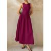 image:imagePRETTYGARDEN Maxi Dresses for Women 2026 Summer Casual Sleeveless Patchwork Flowy Vacation Sundress Knit Long Work Tank DressWine Red