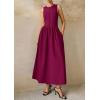 image:imagePRETTYGARDEN Maxi Dresses for Women 2026 Summer Casual Sleeveless Patchwork Flowy Vacation Sundress Knit Long Work Tank DressWine Red