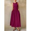 image:imagePRETTYGARDEN Maxi Dresses for Women 2026 Summer Casual Sleeveless Patchwork Flowy Vacation Sundress Knit Long Work Tank DressWine Red