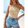 image:imagePRETTYGARDEN One Shoulder Going Out Tops for Women Trendy 2026 Summer Y2K Clothes Sleeveless Fitted Spring Fashion ShirtsApricot