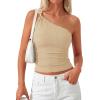 image:imagePRETTYGARDEN One Shoulder Going Out Tops for Women Trendy 2026 Summer Y2K Clothes Sleeveless Fitted Spring Fashion ShirtsApricot