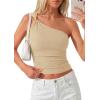 image:imagePRETTYGARDEN One Shoulder Going Out Tops for Women Trendy 2026 Summer Y2K Clothes Sleeveless Fitted Spring Fashion ShirtsApricot