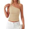 image:imagePRETTYGARDEN One Shoulder Going Out Tops for Women Trendy 2026 Summer Y2K Clothes Sleeveless Fitted Spring Fashion ShirtsApricot