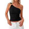 image:imagePRETTYGARDEN One Shoulder Going Out Tops for Women Trendy 2026 Summer Y2K Clothes Sleeveless Fitted Spring Fashion ShirtsBlack