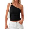 image:imagePRETTYGARDEN One Shoulder Going Out Tops for Women Trendy 2026 Summer Y2K Clothes Sleeveless Fitted Spring Fashion ShirtsBlack