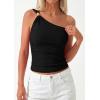 image:imagePRETTYGARDEN One Shoulder Going Out Tops for Women Trendy 2026 Summer Y2K Clothes Sleeveless Fitted Spring Fashion ShirtsBlack