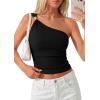 image:imagePRETTYGARDEN One Shoulder Going Out Tops for Women Trendy 2026 Summer Y2K Clothes Sleeveless Fitted Spring Fashion ShirtsBlack