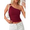 image:imagePRETTYGARDEN One Shoulder Going Out Tops for Women Trendy 2026 Summer Y2K Clothes Sleeveless Fitted Spring Fashion ShirtsBurgundy