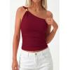 image:imagePRETTYGARDEN One Shoulder Going Out Tops for Women Trendy 2026 Summer Y2K Clothes Sleeveless Fitted Spring Fashion ShirtsBurgundy