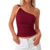 image:imagePRETTYGARDEN One Shoulder Going Out Tops for Women Trendy 2026 Summer Y2K Clothes Sleeveless Fitted Spring Fashion ShirtsBurgundy
