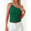 image:imagePRETTYGARDEN One Shoulder Going Out Tops for Women Trendy 2026 Summer Y2K Clothes Sleeveless Fitted Spring Fashion ShirtsGreen