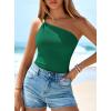image:imagePRETTYGARDEN One Shoulder Going Out Tops for Women Trendy 2026 Summer Y2K Clothes Sleeveless Fitted Spring Fashion ShirtsGreen