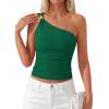 image:imagePRETTYGARDEN One Shoulder Going Out Tops for Women Trendy 2026 Summer Y2K Clothes Sleeveless Fitted Spring Fashion ShirtsGreen