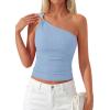 image:imagePRETTYGARDEN One Shoulder Going Out Tops for Women Trendy 2026 Summer Y2K Clothes Sleeveless Fitted Spring Fashion ShirtsLight Blue