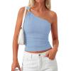 image:imagePRETTYGARDEN One Shoulder Going Out Tops for Women Trendy 2026 Summer Y2K Clothes Sleeveless Fitted Spring Fashion ShirtsLight Blue