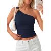 image:imagePRETTYGARDEN One Shoulder Going Out Tops for Women Trendy 2026 Summer Y2K Clothes Sleeveless Fitted Spring Fashion ShirtsNavy Blue