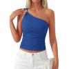 image:imagePRETTYGARDEN One Shoulder Going Out Tops for Women Trendy 2026 Summer Y2K Clothes Sleeveless Fitted Spring Fashion ShirtsRoyal Blue