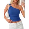 image:imagePRETTYGARDEN One Shoulder Going Out Tops for Women Trendy 2026 Summer Y2K Clothes Sleeveless Fitted Spring Fashion ShirtsRoyal Blue