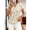 image:imagePRETTYGARDEN Rolled Short Sleeve Womens Tops Dressy Casual T Shirts Summer Floral V Neck Chiffon Blouses Vacation OutfitsApricot Yellow Floral