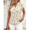 image:imagePRETTYGARDEN Rolled Short Sleeve Womens Tops Dressy Casual T Shirts Summer Floral V Neck Chiffon Blouses Vacation OutfitsApricot Yellow Floral