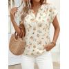 image:imagePRETTYGARDEN Rolled Short Sleeve Womens Tops Dressy Casual T Shirts Summer Floral V Neck Chiffon Blouses Vacation OutfitsApricot Yellow Floral