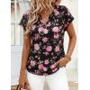 image:imagePRETTYGARDEN Rolled Short Sleeve Womens Tops Dressy Casual T Shirts Summer Floral V Neck Chiffon Blouses Vacation OutfitsBlack Pink Floral