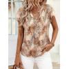 image:imagePRETTYGARDEN Rolled Short Sleeve Womens Tops Dressy Casual T Shirts Summer Floral V Neck Chiffon Blouses Vacation OutfitsKhaki Leopard