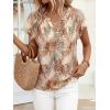 image:imagePRETTYGARDEN Rolled Short Sleeve Womens Tops Dressy Casual T Shirts Summer Floral V Neck Chiffon Blouses Vacation OutfitsKhaki Leopard