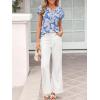 image:imagePRETTYGARDEN Rolled Short Sleeve Womens Tops Dressy Casual T Shirts Summer Floral V Neck Chiffon Blouses Vacation OutfitsSky Blue White Floral