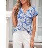 image:imagePRETTYGARDEN Rolled Short Sleeve Womens Tops Dressy Casual T Shirts Summer Floral V Neck Chiffon Blouses Vacation OutfitsSky Blue White Floral